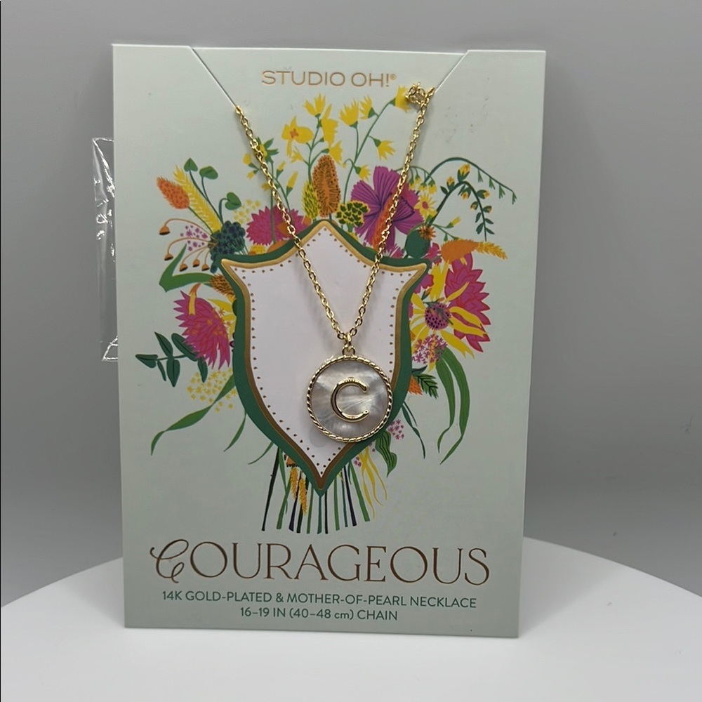1208. Studio Oh! Gold Courageous Initial C  Necklace
